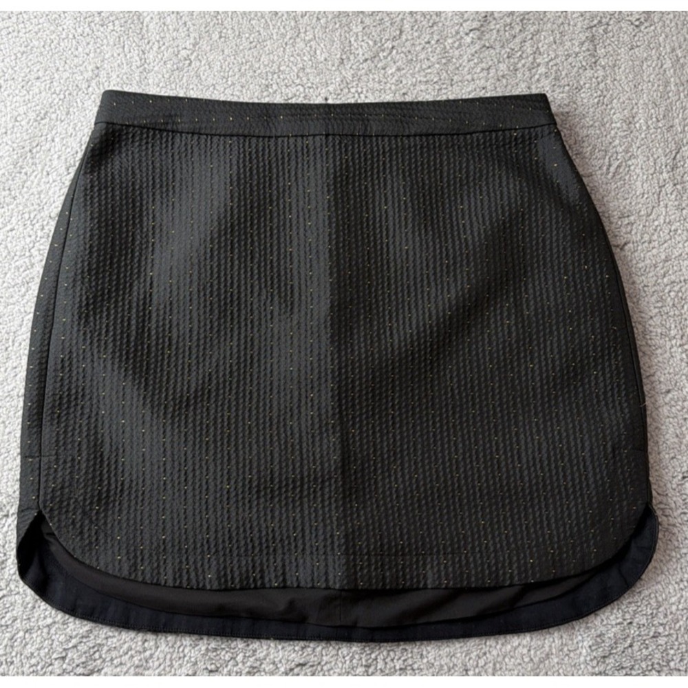 Madewell Skirt Womens Size 8 Black Skirt in Nightfall Jacquard Gold Dots Lined